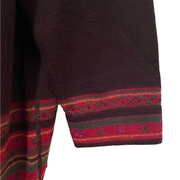 Sigrid Olsen 100% Wool Women's Knit Cardigan Sweater Sz S Brown Floral - Picture 6 of 8